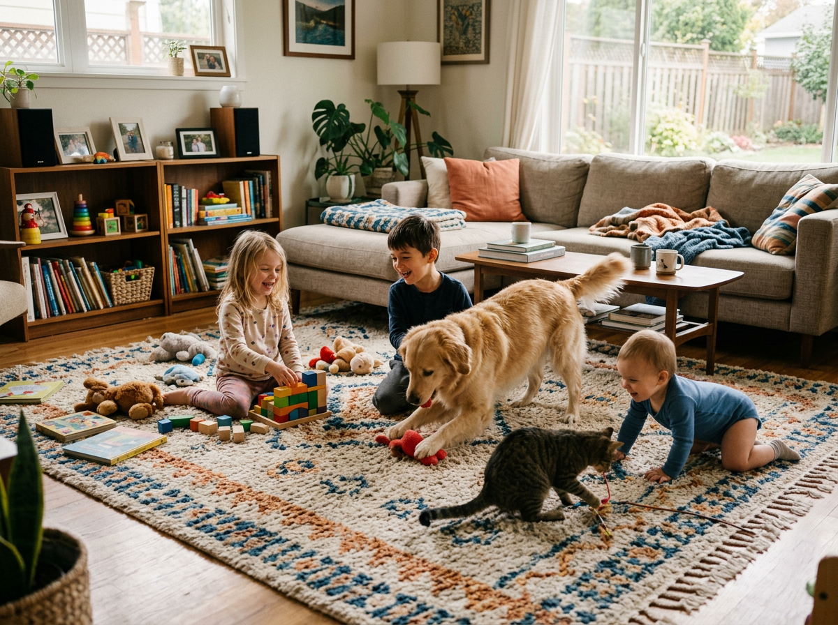 Carpet in active family home with kids and pets