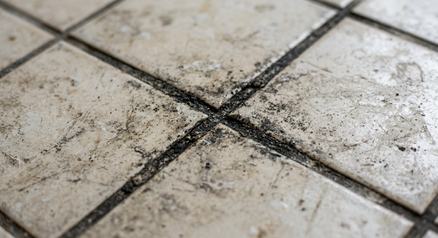 Professional steam cleaning tile and grout in a New Jersey kitchen to remove dirt and bacteria.